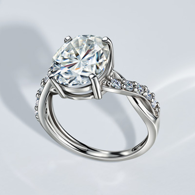 Silver ring with Moissanite gemstone